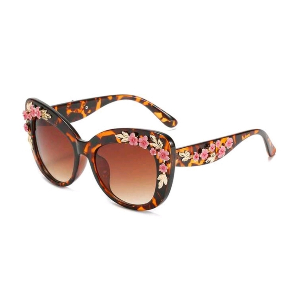 NEW Cat Eye Flower Decor Fashion Sunglasses with case